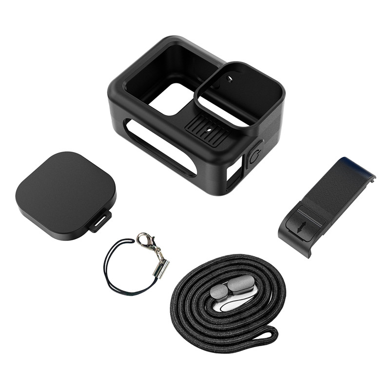 Protective Silicone Case for GoPro Hero 13 Black Tempered Glass Screen Protector Film Lens Cap Cover For Go Pro Accessory: black color