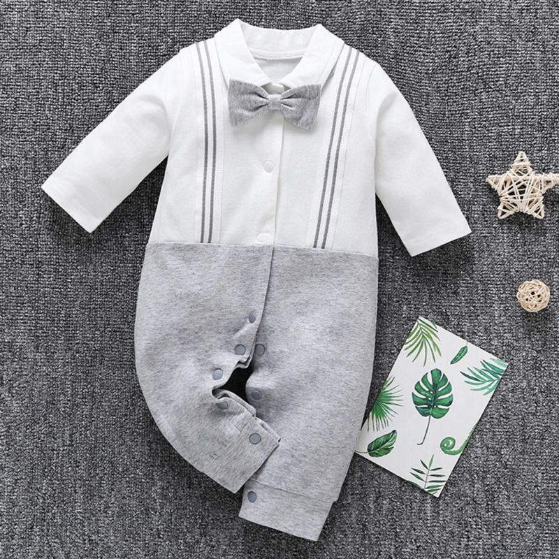 Spring Baby Boy Rompers Long Sleeve Gentleman Newborn Cotton Rompers Summer Baby Jumpsuit Costumes