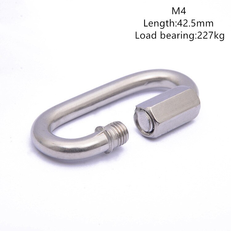 Stainless Steel Screw Lock Climbing Gear Carabiner Quick Links Safety Snap Hook Chain Connecting Ring Carabiner Chain Buckle: M4