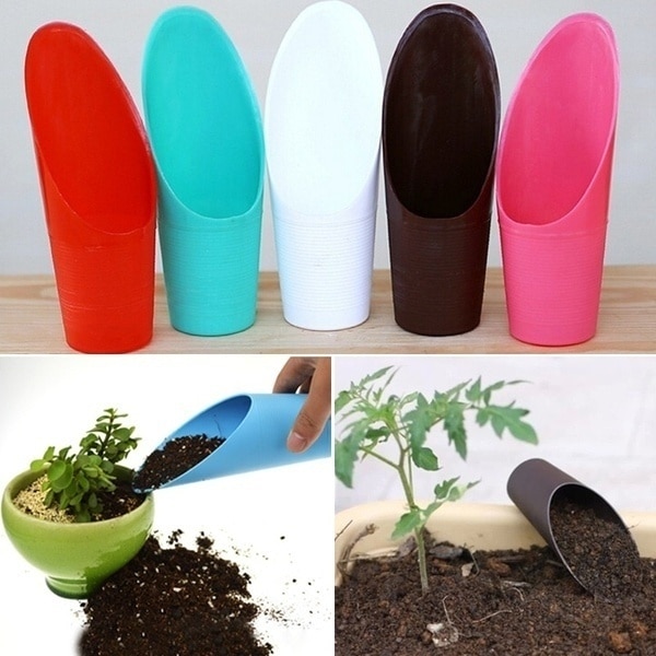 Mini farverig plastik spade skovl pottedyrkning cylinder vanddunk mini kødfuld plante jord spade skovl havearbejde