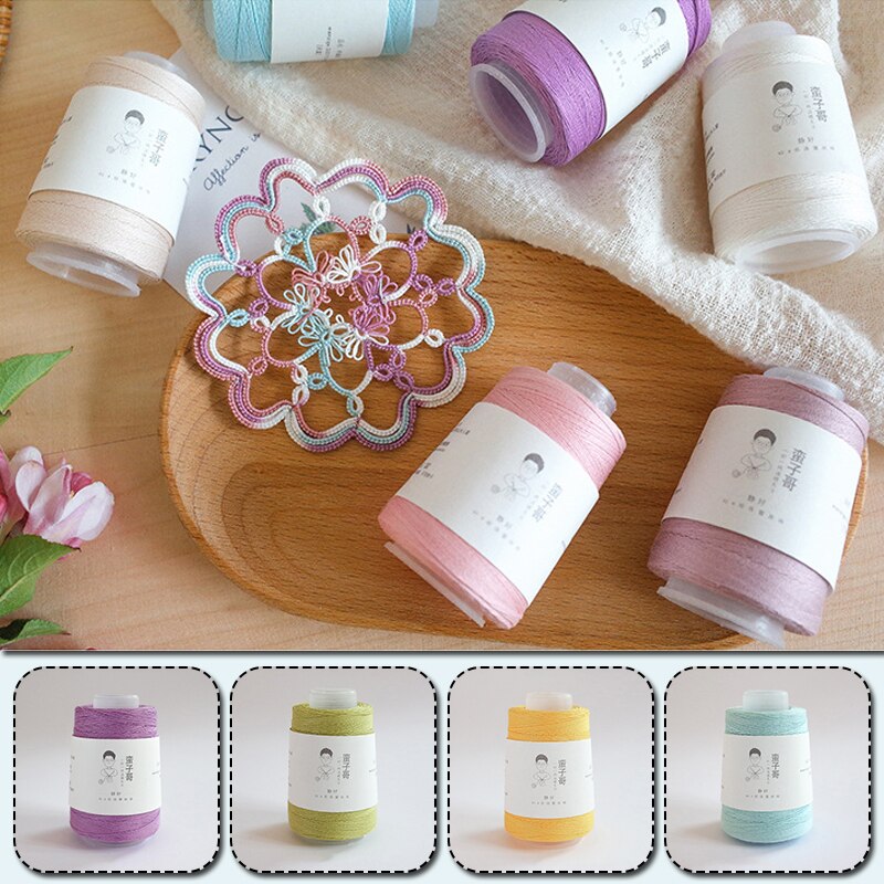 DIY Hand Knitting Yarn Mercerized Cotton Cord Thread Fine Solid Color for Embroidery Crochet Pearl Lace Sweater