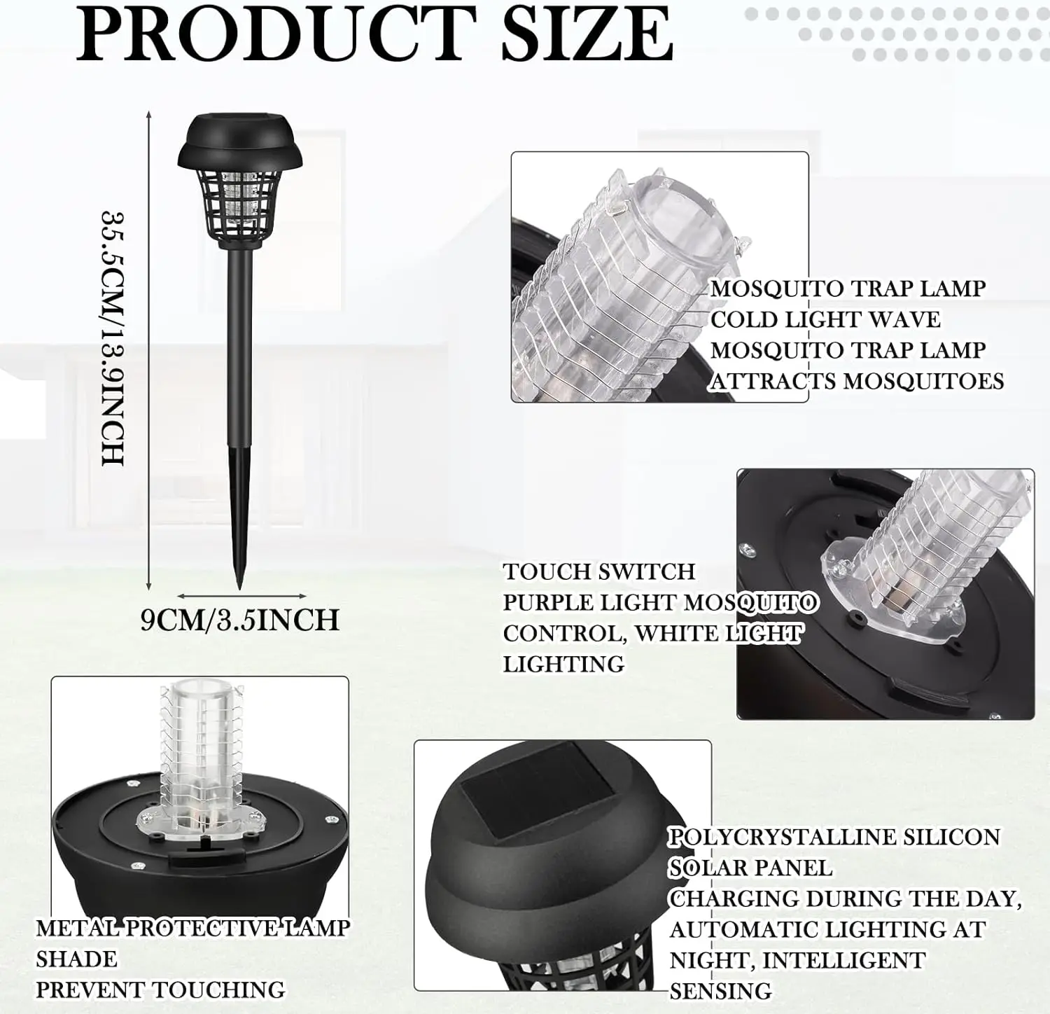 Solar Mosquito Killer Lamp Home Garden Waterproof Mosquito Repeller Outdoor Camping Electric Mosquito Artifact Lighting Lamps