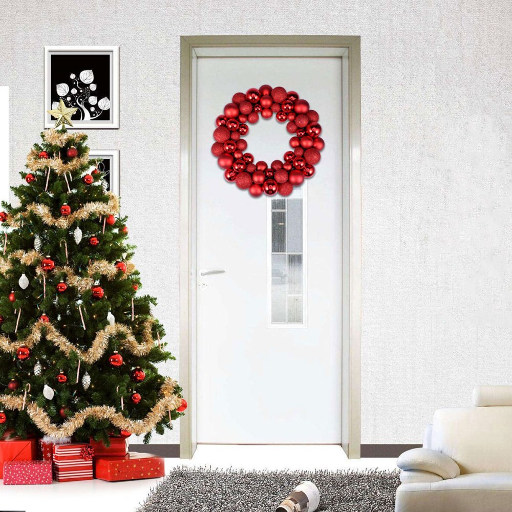 Julekrans kuglepynt brudsikker vindue hængende xmas dekoration til begivenhed indendørs udendørs brug (gol