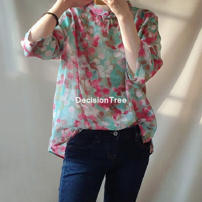 2022 tops hanfu top chinese shirt chinese style traditional chinese clothing for women loose chinese traditional qipao blouse: XXXL