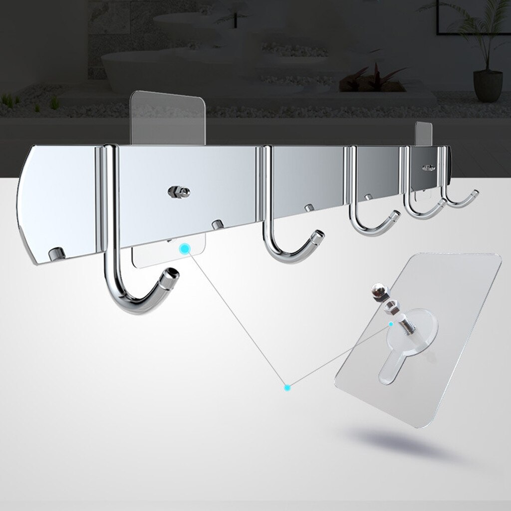 8Pcs Non-Trace Strong Adhesive Stickers Nail Screw No Drilling Wall Hook Bathroom Kitchen Transparent ABS Sucker Hooks Hanger
