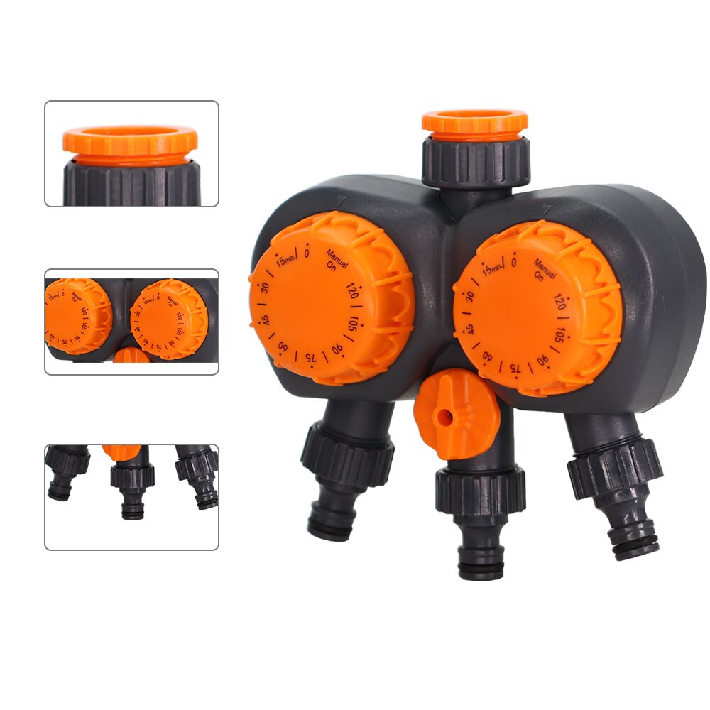 Garden 3 Way Dual Control Watering Timer 120 Minutes Automatic Irrigation Controller Smart Mechanical Plants Sprinkling System