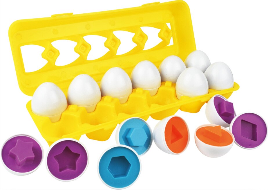 12pcs Simulation Eggs Set Color &amp; Shape Matching Toy Children Toddler Baby Puzzle Game Preschool Educational Toys: Geometric