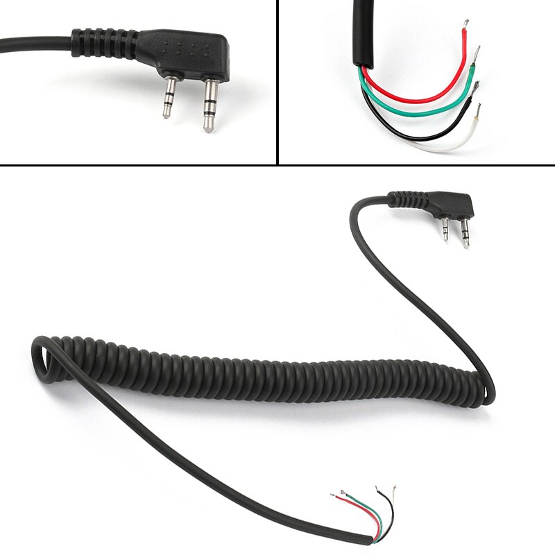 2 -bens højttaler mikrofonkabel linje radiosæt reservedel til baofeng  uv5r kenwood  tk370 motorola