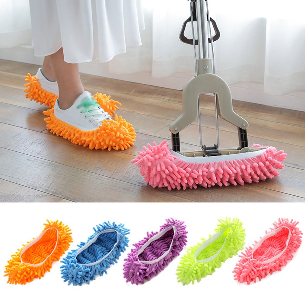 1 stykke mikrofiber moppegulv rengøring dovne fuzzy hjemmesko hus hjem gulvværktøj sko badeværelse køkkenrenser