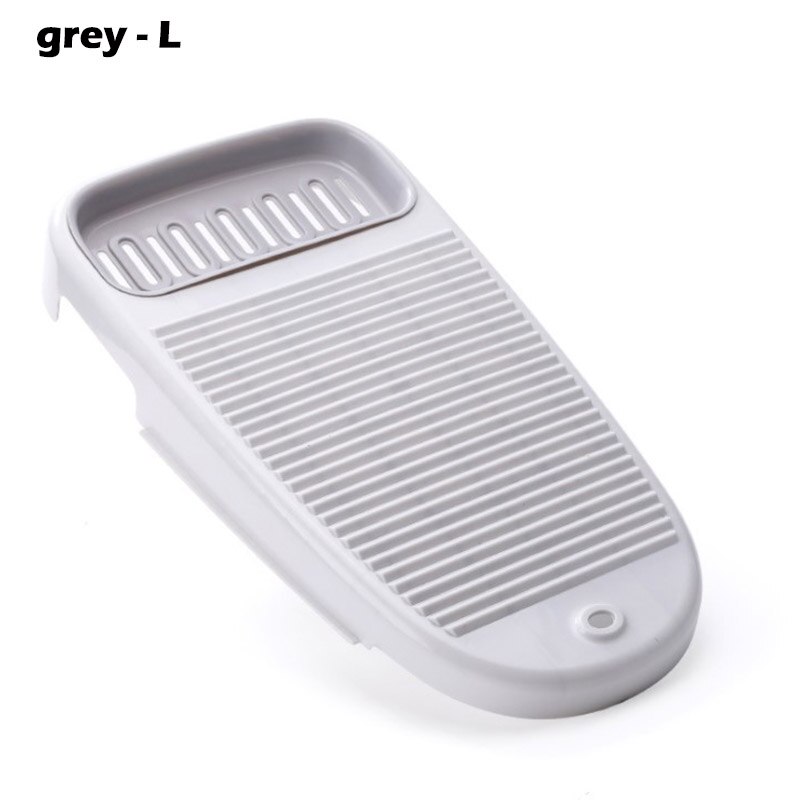 2 in 1 Laundry Clothes Washing Board Plastic Thicken Washboard with Soap Holder Seat Box Bathroom Cleaning Laundry Scrubbing: grey - L
