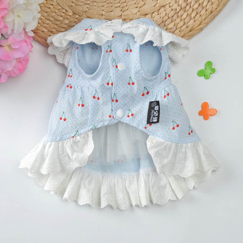 Princess Dog Dress Cherry Pet Dogs Dress Party Puppy Wedding Dresses Chihuahua Yorkshire Clothing for Dogs Costume Disfraz Perro
