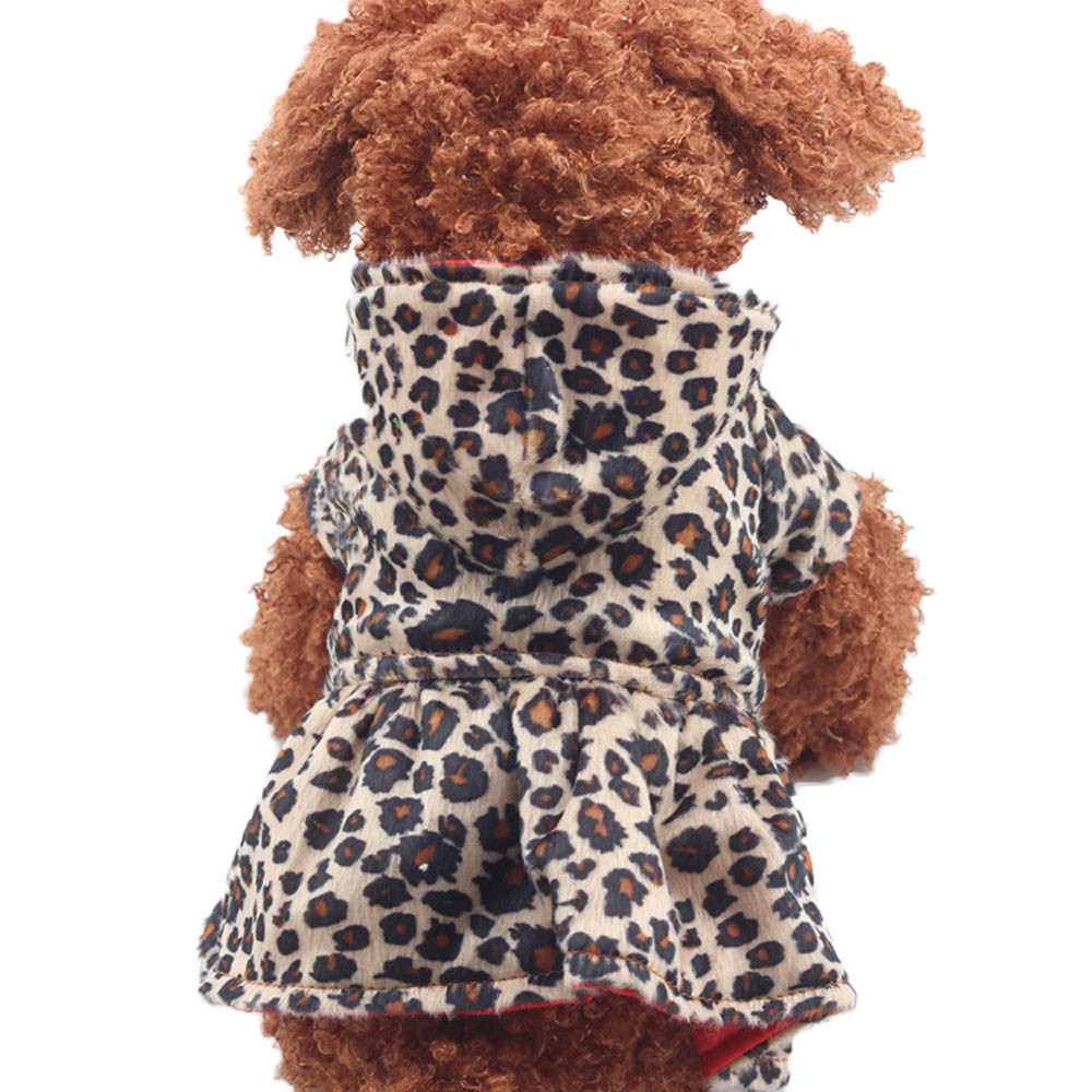 Mooie Leuke Honden Leopard Jurk Tops Puppy Katoen Hoodie Kleding Huisdier Huisdier donsjack hond katoenen jas Roupa De cachorro * 5: M