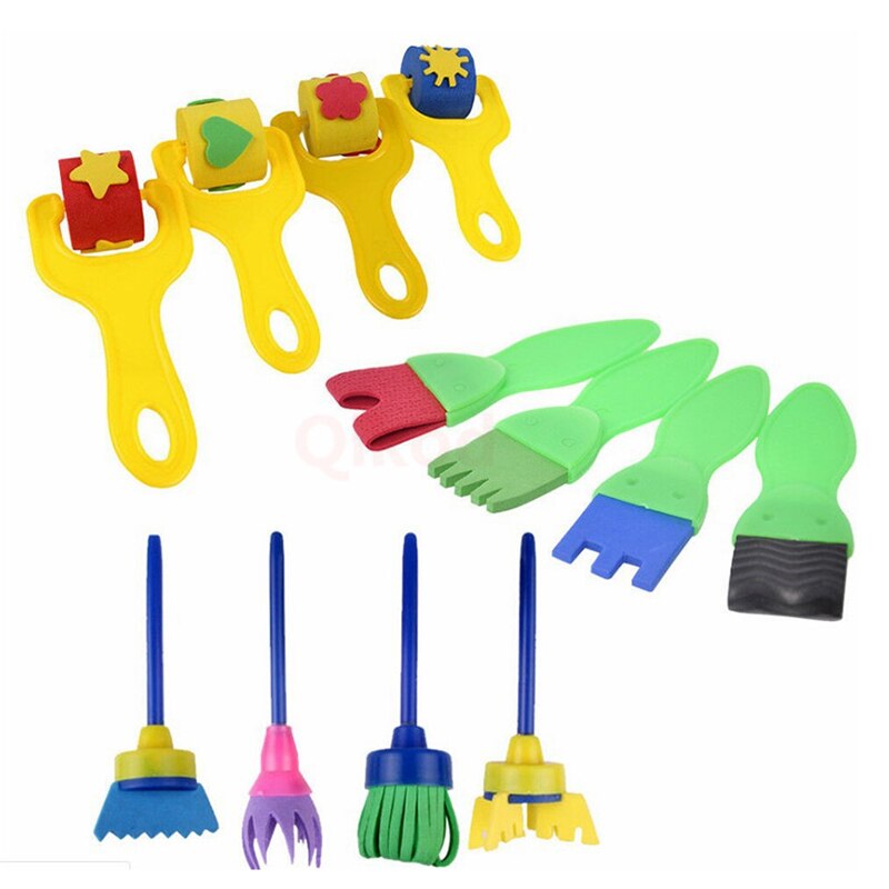12pcs DIY Sponge Painting Set Art Painting Sponge Roller Brush Pattern Tool Early Education Drawing Toys