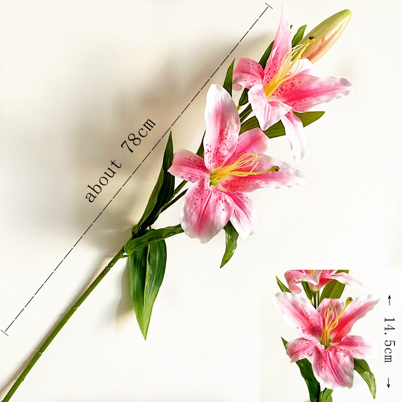 1pcs true touch Lily artificial flower lily bouquet wedding bouquet bridal home flower decoration DIY plant