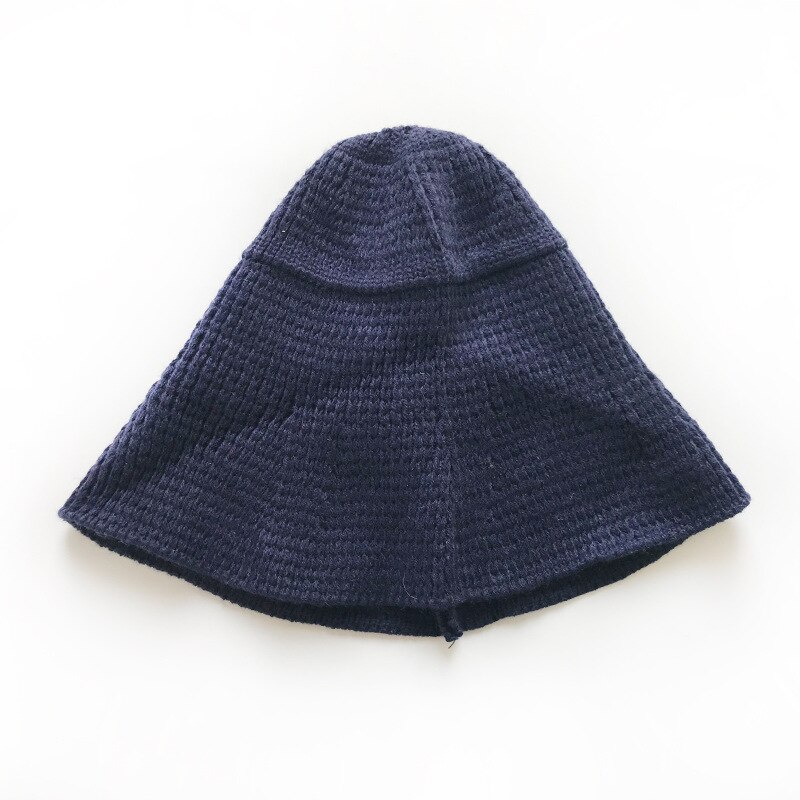 Baby Breien Kinderkleding Winter Populaire Kinderen Hoed Eenvoudige Concave Vorm Wollen Bassin Hoed Gebreide Cap: Navy