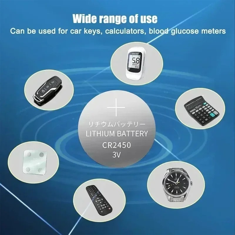 3V CR2450 Watch Buttom Battery KCR2450 5029LC LM2450 DL2450 ECR2450 BR2450 CR 2450 3V 600mAh Lithium Coin Cell Batteries