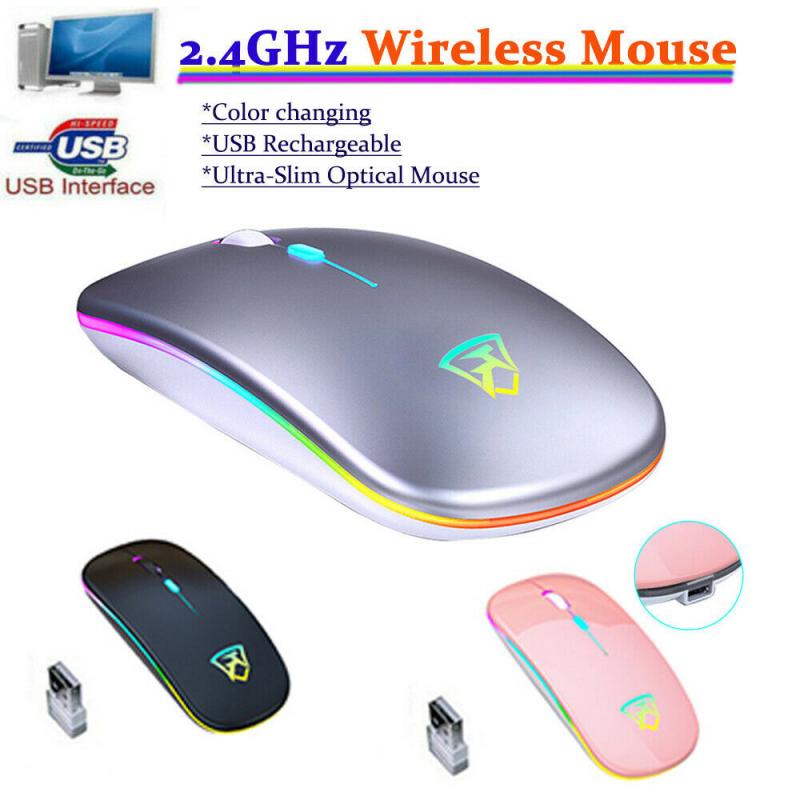 Ultra Slim 2.4GHz Optical Mouse 1600dpi USB Rechargeable Wireless For PC Laptop Mouse Mice Keyboards Computer Peripherals