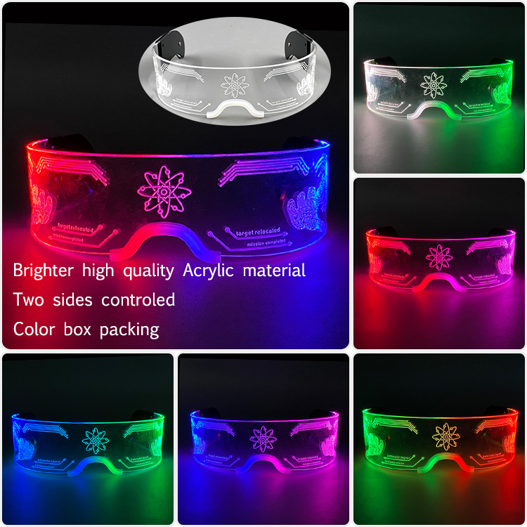 Gafas luminosas LED para de cumpleaños, lentes de neón con luz brillante de colores, accesorios intermitentes para Mascarada y concierto, Rave: plum