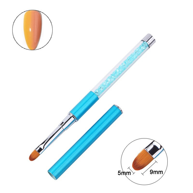 Spiker uv gel pensel liner penn krystall håndtak manikyr negler fransk Kunst akryl uv gel prikker penn forlengelse mann pensel verktøy: Blå