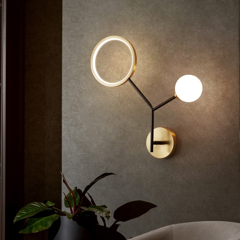 Moderne led wandlamp slaapkamer nachtkastje gangpad woonkamer koperen villa appartement trap scandinavische wandlamp verlichtingsarmatuur