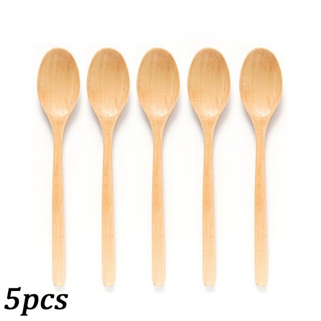 Wooden Long Handle Tableware Korean Kitchen Utensil Soup Spoon Mixing Spoons Teaspoons Cooking Utensils Portable Tableware: C