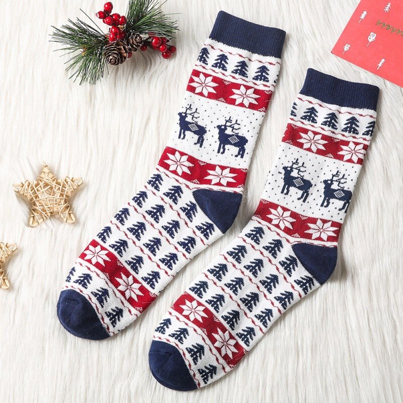 1 Paar Ouder-kind Sokken Gedrukt Unisex Volwassen Mannen Vrouwen Kinderen Lange Katoenen Sokken Familie Bijpassende Kerst Jaar sokken