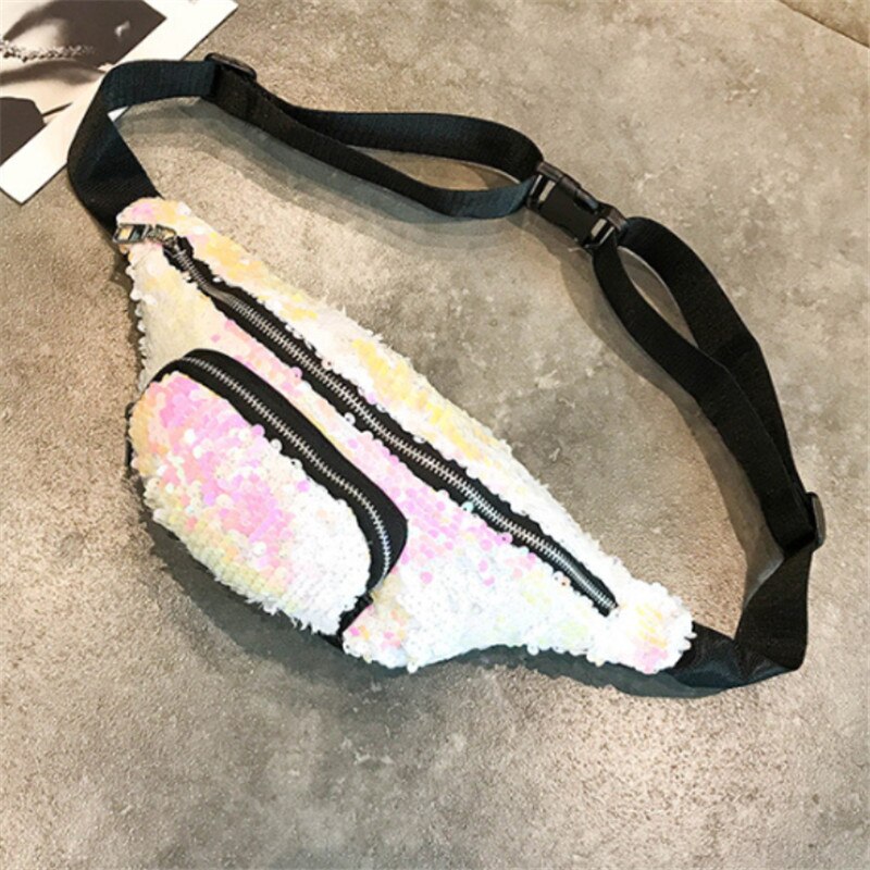 Frauen Mädchen Pailletten funkeln Taille Tasche fanny Pack Beutel Hüfte Geldbörse Freundin Kühlen Münze Crossbody Shouder Taille Pack: 7