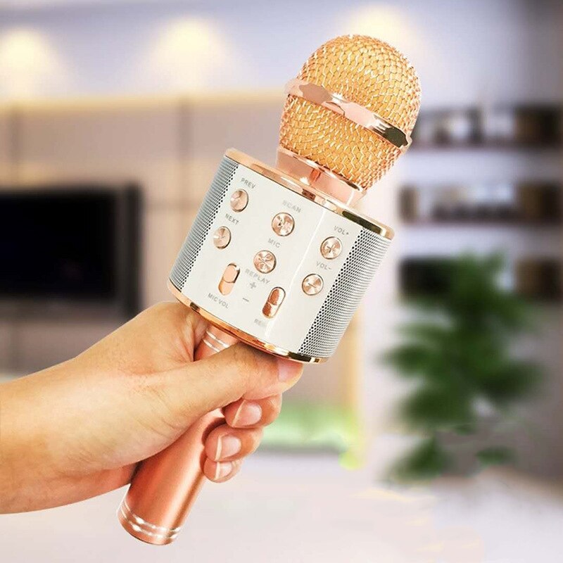 1PCs Portable Bluetooth Wireless Microphone Speaker Handheld Karaoke Mic Music Player Singing Recorder Super Bass KTV Microphone