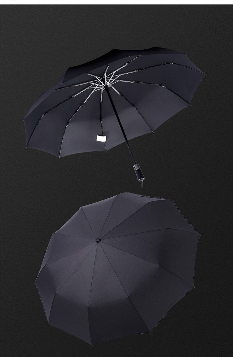 Leodaukonw tre folde fuldautomatisk paraply vindtæt business mærke 1.2 meter enkelhed herre solrig og regnfuld paraply: B