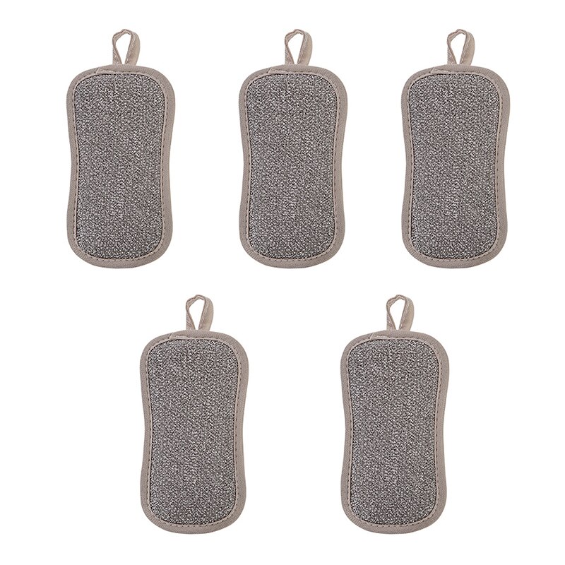 Chiffons de nettoyage de cuisine en microfibre, Double face, épais, éponge à récurer, outils de cuisine, Gadgets: 5pcs gray