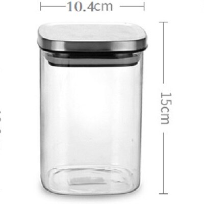Sealed Glass Candy Jars Stainless Steel Cover Cereal Dispenser Transparent Tea Box Household Kitchen Desktop Storage Containers: 1000ml
