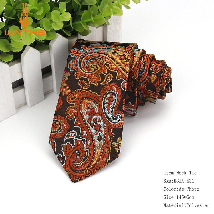 Cravate en Paisley tissé Jacquard pour hommes | Cravates étroites à la 6cm, classique, costume de mariage formel, cravate de cou: IA431