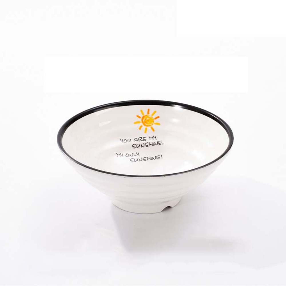 Commerciële imitatie keramische melamine Ramen kom grote capaciteit anti-val noedelkom Japanse soepkom restaurants: Black