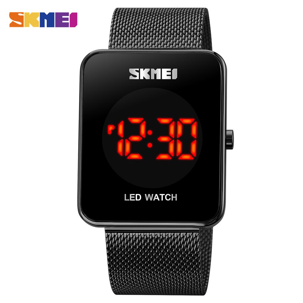 Skmei Led Tijd Datum Display Waterdicht Man Klok Japan Digitale Beweging Rvs Heren Horloges Relogio Masculino 1900: Black