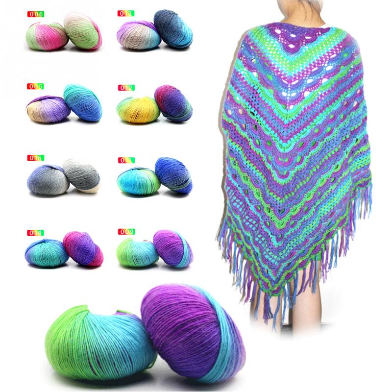 VOOYE Soft Candy Rainbow Style Sock Wool Yarn Hand Knitting Yarn Warm School Yarn For Knitting Crochet