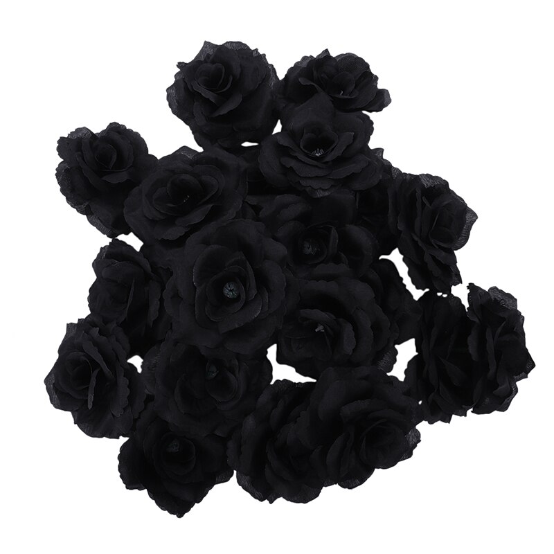 20 stk sort rose kunstig silke blomst fest bryllup hus kontor haveindretning diy