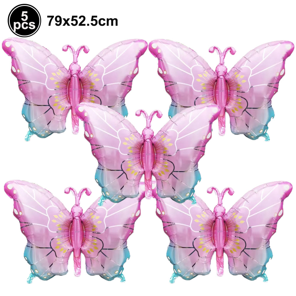 5 uds. Globos coloridos de papel de aluminio con forma de mariposa, globos con temática de mariposa, decoraciones para de cumpleaños, boda, Baby Shower