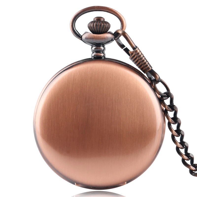 Retro rode koperen fob quartz zakhorloge dubbele gladde jagers arabische cijfers display punk zakketting hanger klokken