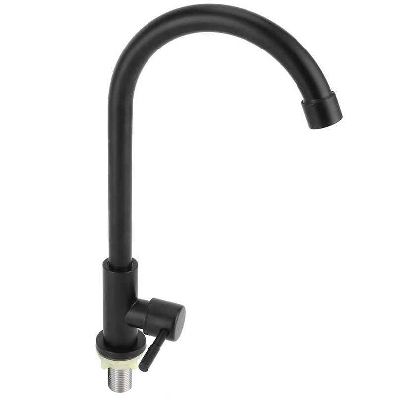 Kitchen Faucet Single Cold Faucet G1/2 Faucet 90 Degree Rotating Single Cold Matte Black Water Tap for Kitchen Sink Basin