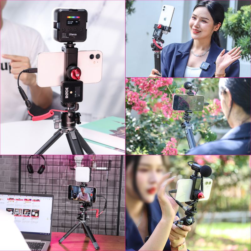 Ulanzi ST-27 Metal Vertical Shooting Phone Mount Holder Clip with Cold Shoe for Rode Wireless Go Microphone Video Light Vlog