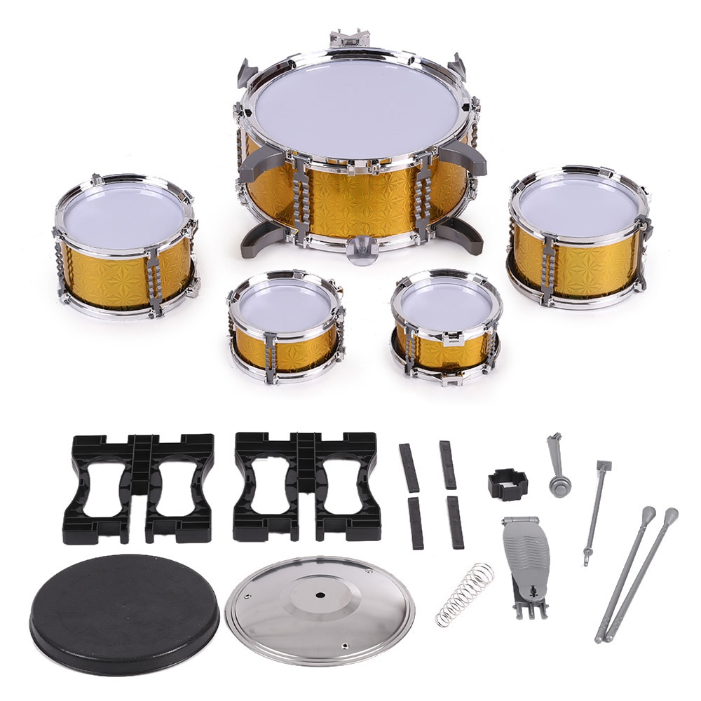 Beginners Kids Drum Set Muziekinstrument Speelgoed 5 Drums Met Kleine Cimbaal Kruk Drum Sticks Voor Jongens Meisjes