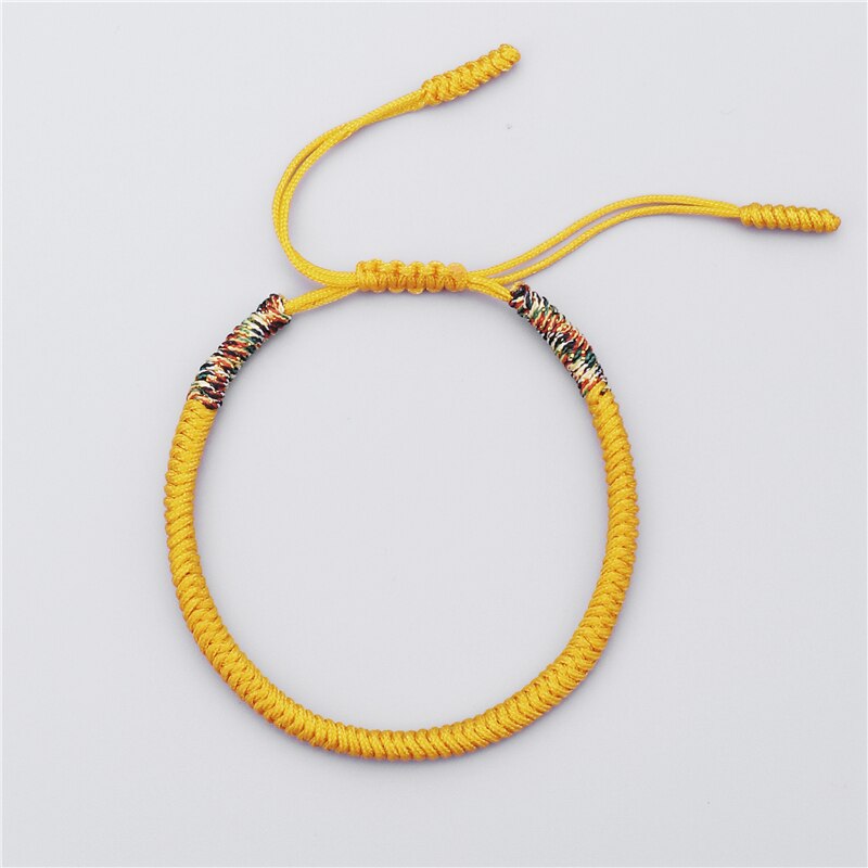 Gelb Nylon Gewinde Armband Tibetischen Buddhistischen Handwoven Geflochtenen Seil Knoten Armbänder Gebet Charm Schmuck Armbänder