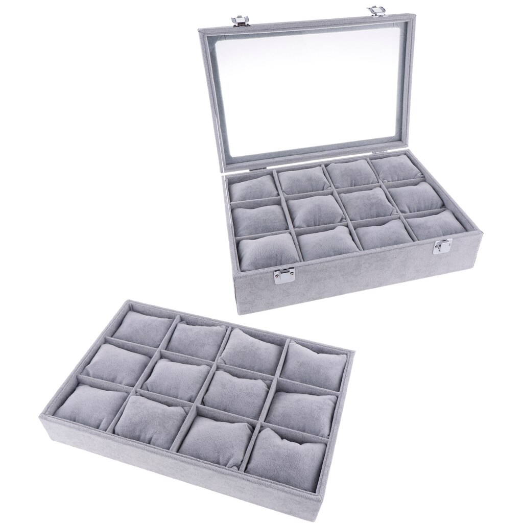Armband Horloge Display Showcase Organizer Box 12 Verwijderbare Kussen
