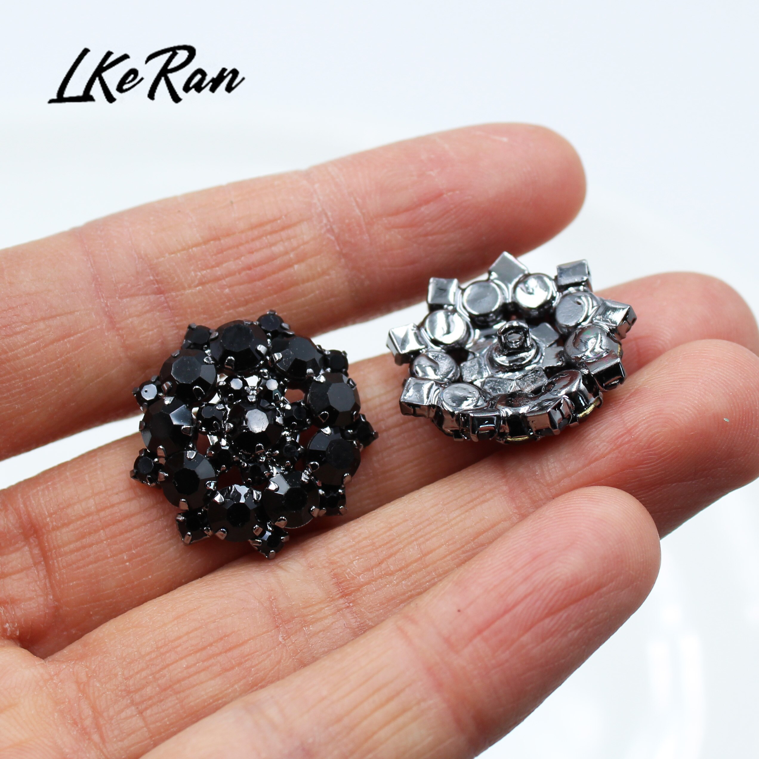 10Pcs 22MM All Black metal Rhinestone Buttons Shan... – Grandado
