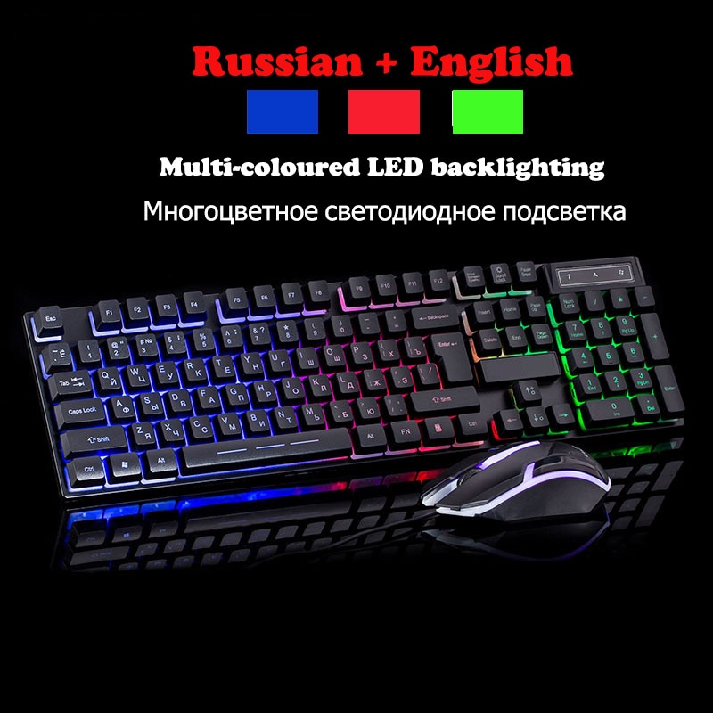 PC Gamer Gaming Keyboard Mouse For Computers Accessories Backlit Leds Russian Mechanical RGB Azerty Keyboard Kit Gamers Clavier