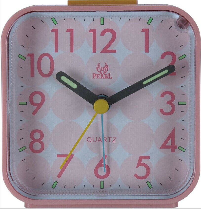 Classic Stille Wekker Quartz Uurwerk Batterij Wekker Thuis Bureau Tafel: Roze