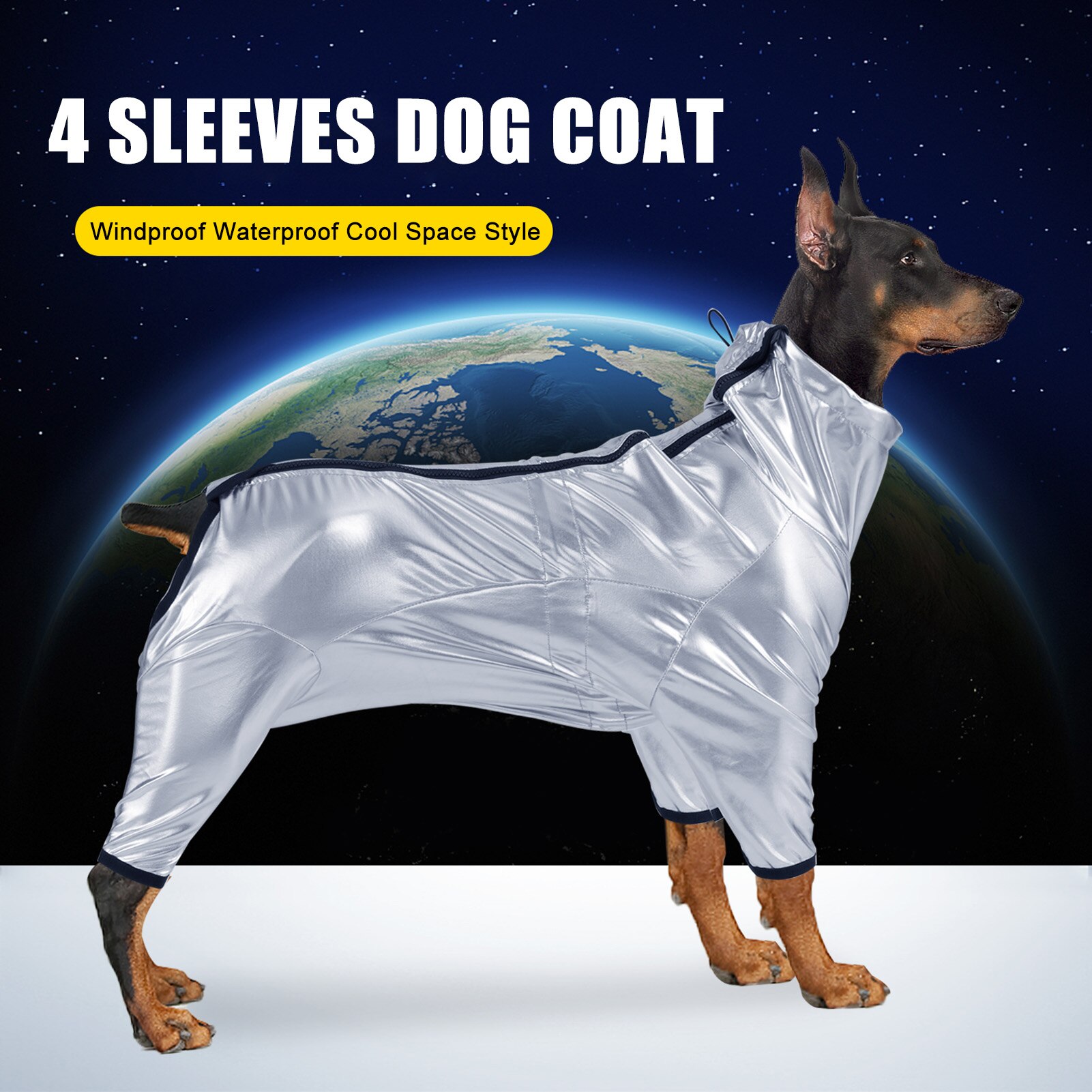 Veste à fermeture éclair pour chien, manteau complet à col roulé, Costume de Costume d&#39;espace étanche pour petit, moyen et grand gabarit