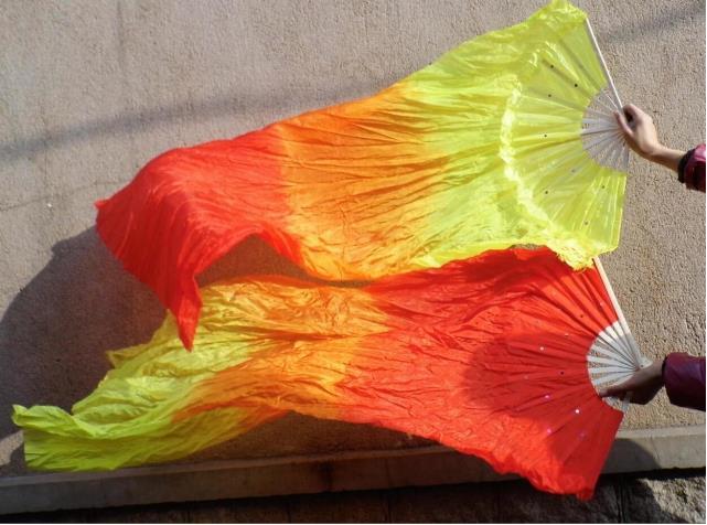 Fan dance Chinese Folk Dance fan 2 piece 1.8m Fan veil Streamer