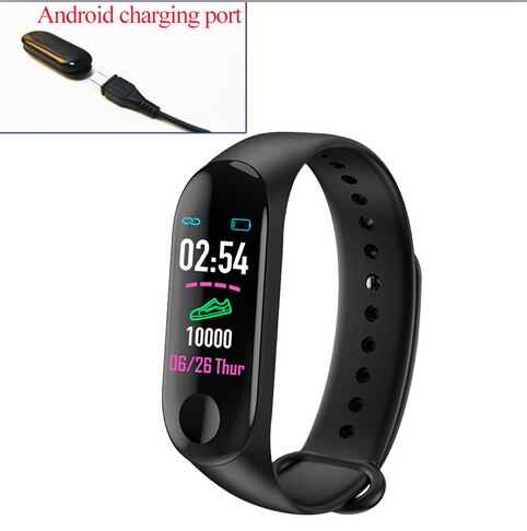 Neue M3 Plus Smart Band Fitness Tracker Uhr Sport Armband Herz Rate Blutdruck Smartband Monitor Gesundheit Armband Tracker: Android black
