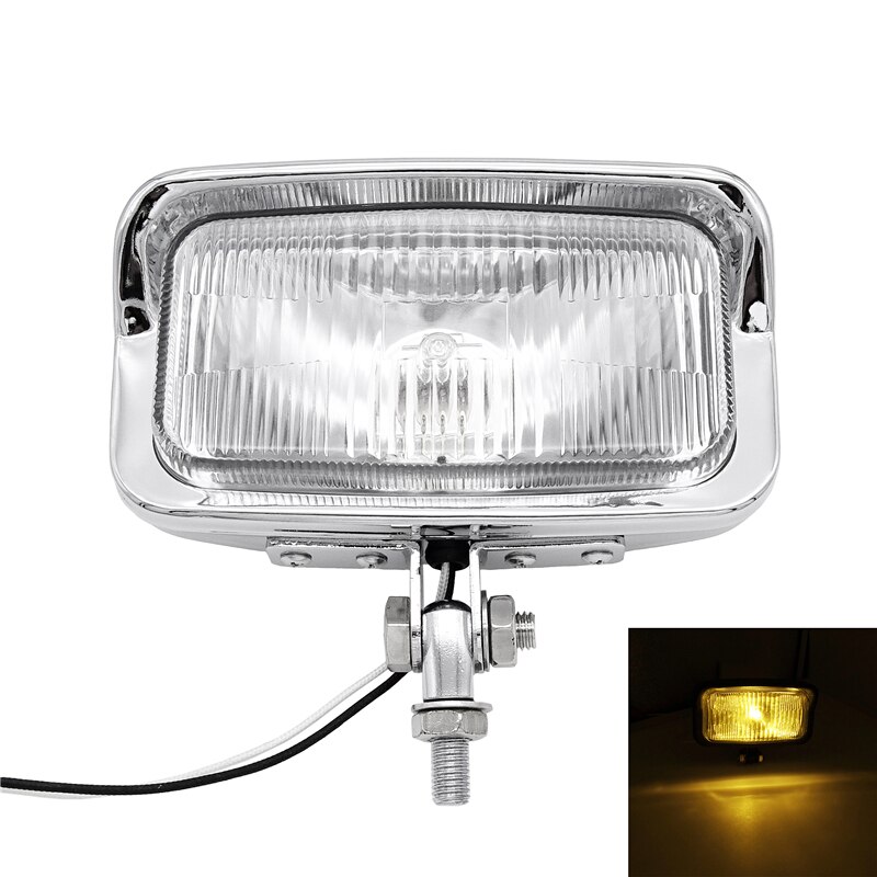 Feu avant de moto universel carré noir/Chrome, phare rectangulaire pour Harley Chopper Bobber Triumph, 1 pièce: Chrome